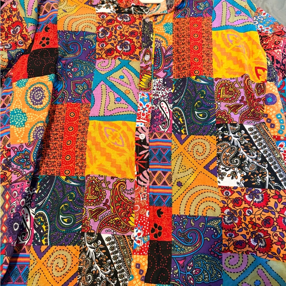 Colorful Patchwork Men's Casual Button Down Shirt